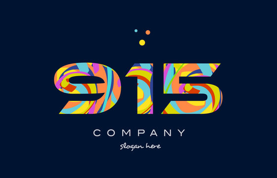 915 colorful digit number numeral logo icon