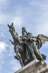 Fototapeta na wymiar equestrian statue of German Emperor William I in German Corner in Koblenz, Germany.