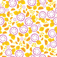 Seamless lemon vector pattern