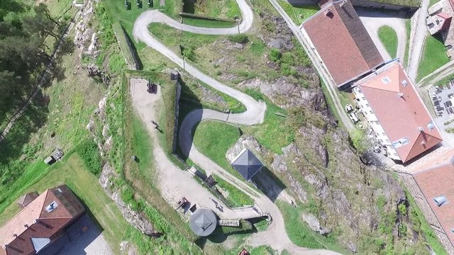 Flyover Fredriksten fortress and Halden Norway