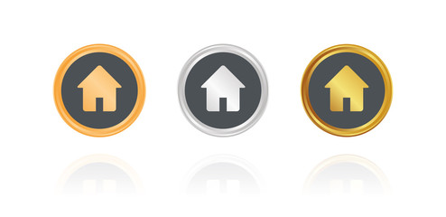 Haus - Immobilien - Bronze, Silber, Gold Buttons
