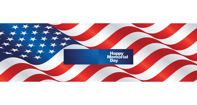 Happy Memorial Day USA flag two fold greeting card