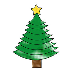 christmas tree decorative icon vector illustration design