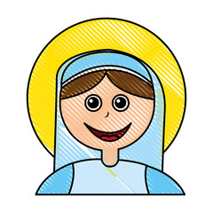 mary virgin manger character vector illustration design