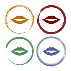Pinselstrich Icon Set - Lippen