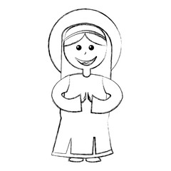 mary virgin manger character vector illustration design