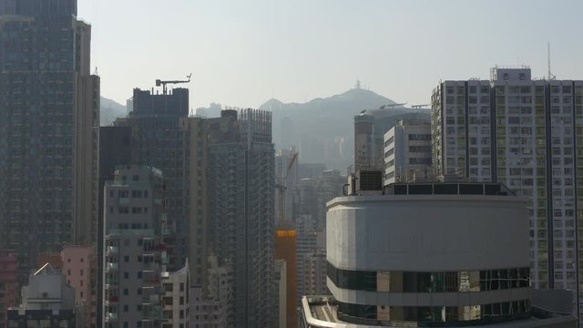 day time hong kong cityscape rooftop panorama 4k china
