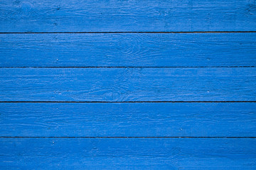 Blue painted wooden planks background texture.