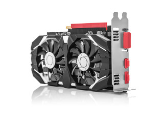 Graphics card isolated on white background.