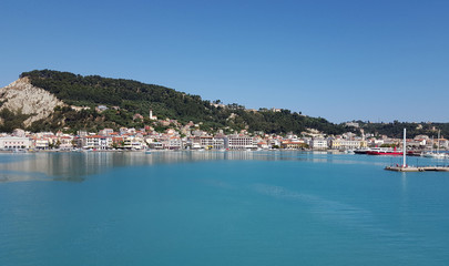 Fototapeta na wymiar Zante town panorama from the sea