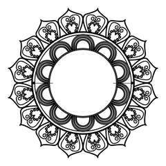 mandala, ethnic oriental circle ornament. monochrome abstract floral element vector illustration