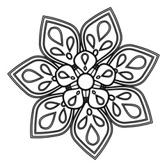 mandala, ethnic oriental circle ornament. monochrome abstract floral element vector illustration