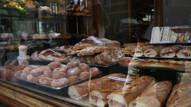 Looking through a bakery window