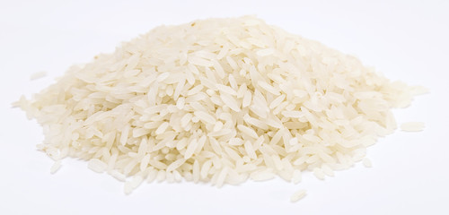 Raw rice isolated on a white background