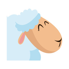 head sheep animal manger christmas celebration vector illustration