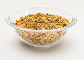 Granola cereal isolated on white backgroung