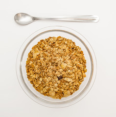 Granola cereal isolated on white backgroung