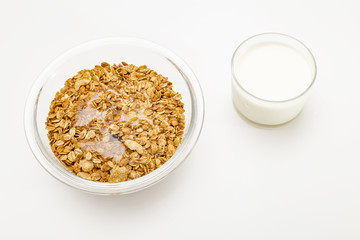 Granola cereal isolated on white backgroung