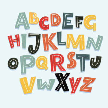 Funny Comics Font. Vector Cartoon Alphabet with All Letters and Numbers