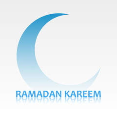 Ramadan Kareem greeting card with crescent and inscription for the celebration of Muslim community festival. Vector illustration.