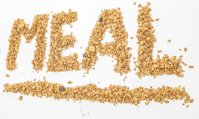 Granola cereal isolated on white backgroung