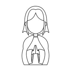 cartoon virgin mary pray spiritual christmas vector illustration