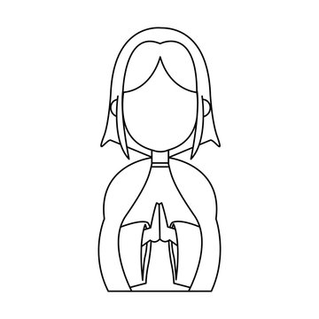 cartoon virgin mary pray spiritual christmas vector illustration