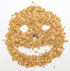 Granola cereal isolated on white backgroung