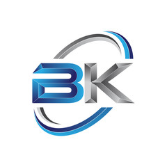Simple initial letter logo modern swoosh BK
