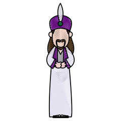 cartoon man manger with traditional clothes vector illustration