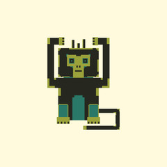 vector pixel monkey