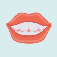 880329 Vector illustration of red female lips with a smile.