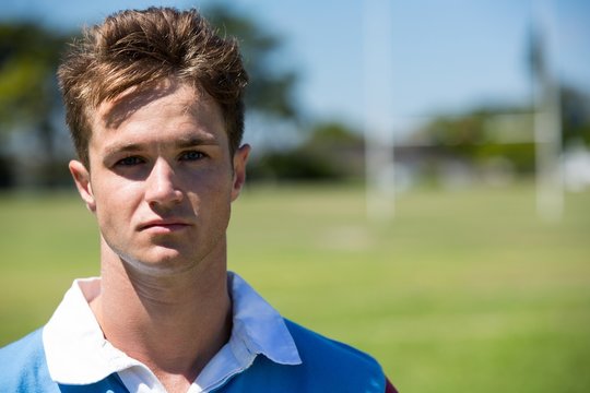 Portrait of confident rugby player