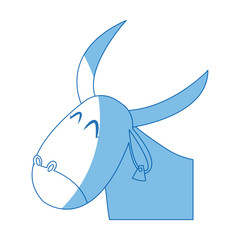 head cow manger animal character christmas vector illustration