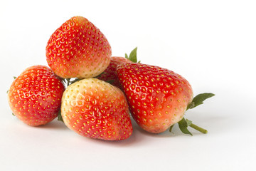 Red Ripe Strawberries Isolated On White Background.