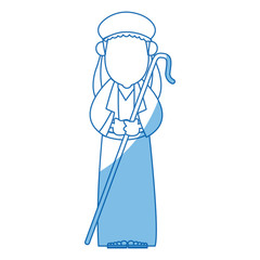 character man holding stick shepherd vector illustration