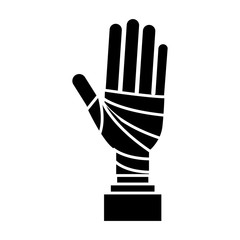 hand with medical tape icon over white background. vector illustration
