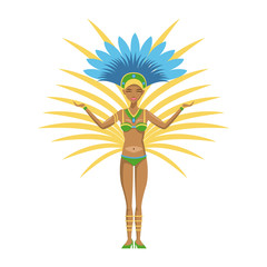 cartoon woman samba dancer brazil carnival vector illustration