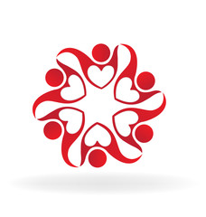 Teamwork heart love logo