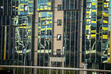 Yellow reflection of oposite building