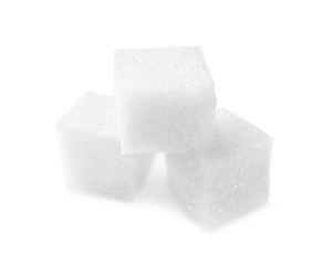 Sugar cubes on white background