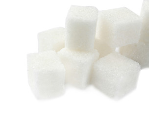 Sugar cubes on white background