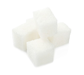 Sugar cubes on white background
