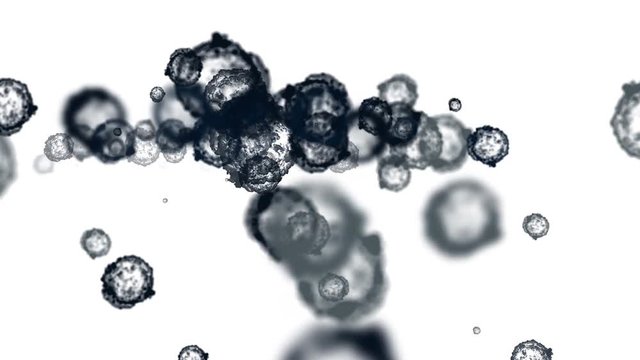 4k Abstract cells virus dust particles background.