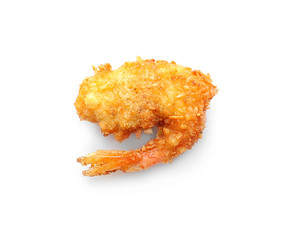 Delicious coconut shrimp on white background
