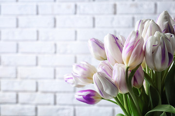 Beautiful tulips on light background