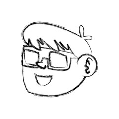 figure nice boy face using 3d glasses, vector illustration