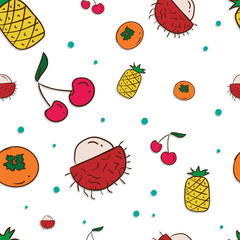 pattern fruit Rambutan persimmon Pineapple cherry