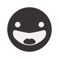 black happy face emoji icon, vector illustration