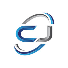 Simple initial letter logo modern swoosh CJ
